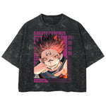 Playera streetwear premium de anime y gaming ExtraLife MX, corte boxy deluxe mineral wash heavyweight en color Acid Wash, moda urbana mexicana de culto.