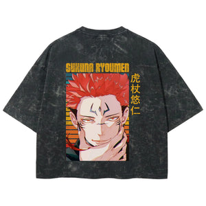 Playera streetwear premium de anime y gaming ExtraLife MX, corte boxy deluxe mineral wash heavyweight en color Acid Wash, moda urbana mexicana de culto.