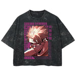 Playera streetwear premium de anime y gaming ExtraLife MX, corte boxy deluxe mineral wash heavyweight en color Acid Wash, moda urbana mexicana de culto.