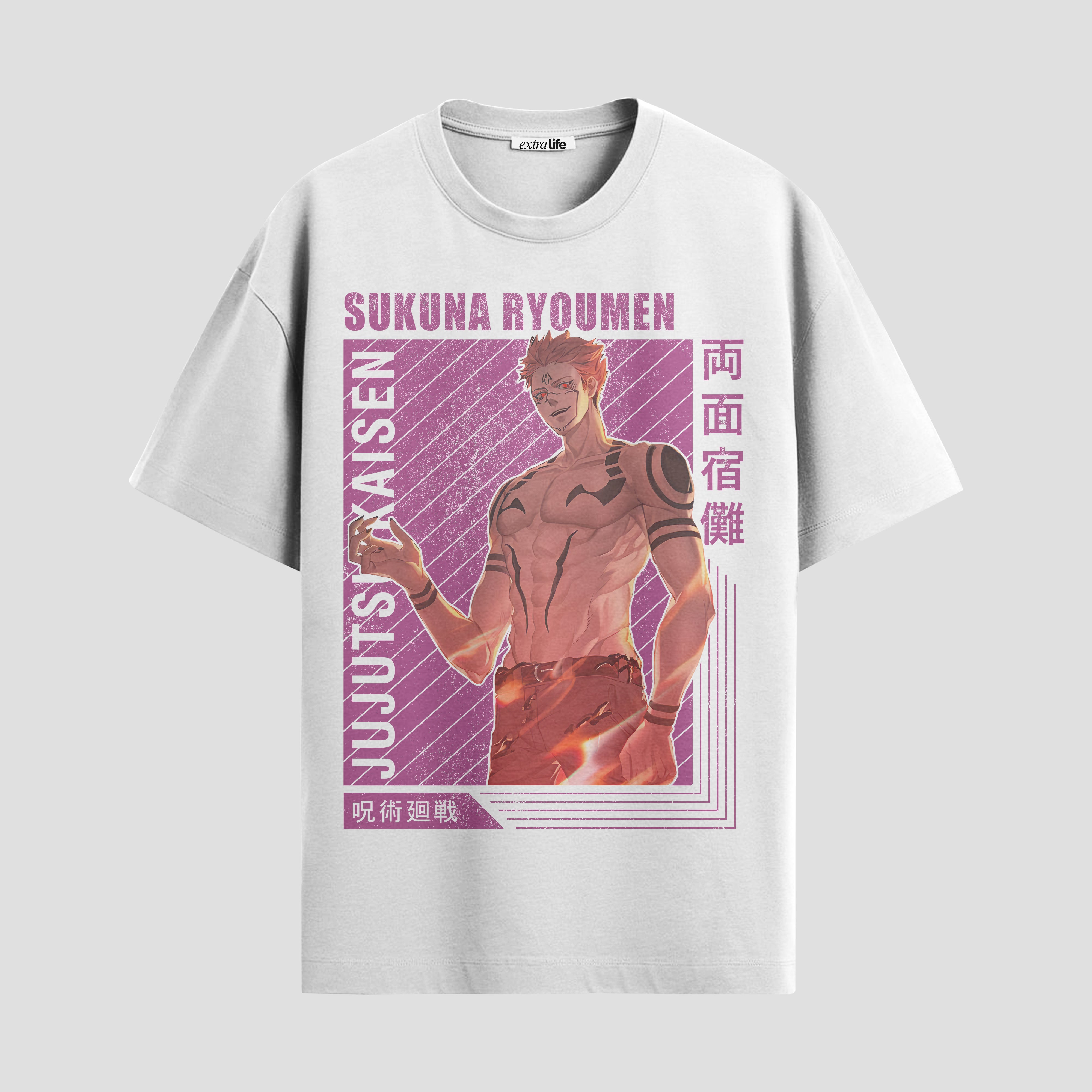 Playera urbana de anime y gaming ExtraLife MX, corte Standard Fit unisex ligero y transpirable en color Deep Black y Pure White, ropa de uso diario para gym y casual.