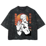 Playera streetwear premium de anime y gaming ExtraLife MX, corte boxy deluxe mineral wash heavyweight en color Acid Wash, moda urbana mexicana de culto.
