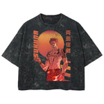 Playera streetwear premium de anime y gaming ExtraLife MX, corte boxy deluxe mineral wash heavyweight en color Acid Wash, moda urbana mexicana de culto.