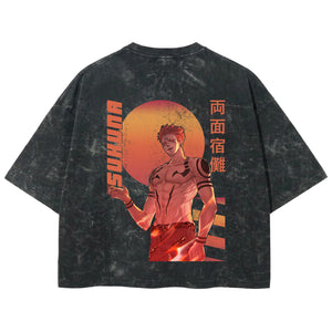 Playera streetwear premium de anime y gaming ExtraLife MX, corte boxy deluxe mineral wash heavyweight en color Acid Wash, moda urbana mexicana de culto.