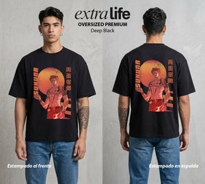 El Arte de las Maldiciones | La Maldicion Original #04220 - Playera Oversized Premium | Deep Black - Foto en modelo