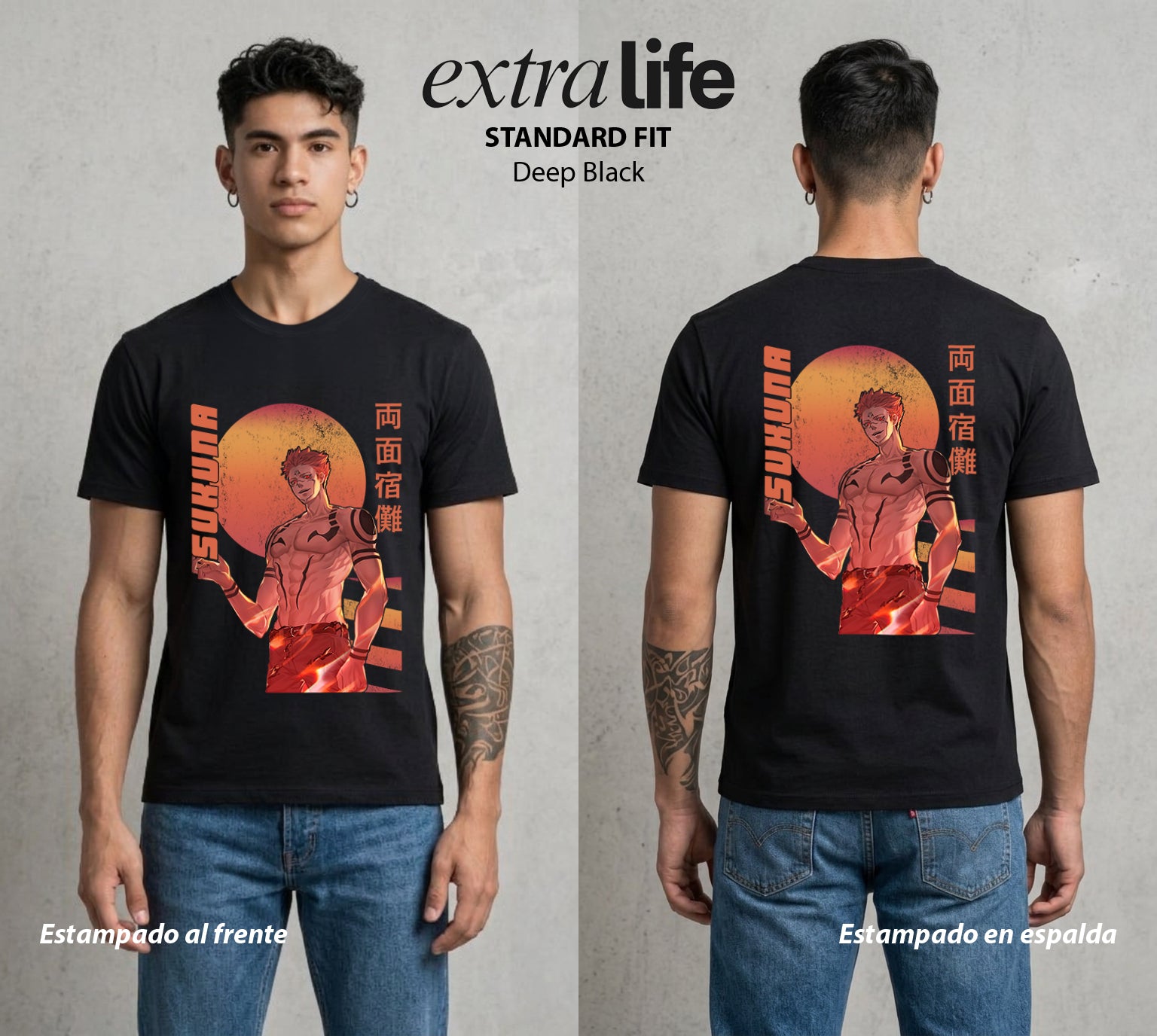 El Arte de las Maldiciones | La Maldicion Original #04220 - Playera Standard Fit | Deep Black - Foto en modelo