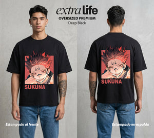 El Arte de las Maldiciones | Rey de Diez Manos #04223 - Playera Oversized Premium | Deep Black - Foto en modelo
