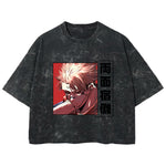 Playera streetwear premium de anime y gaming ExtraLife MX, corte boxy deluxe mineral wash heavyweight en color Acid Wash, moda urbana mexicana de culto.