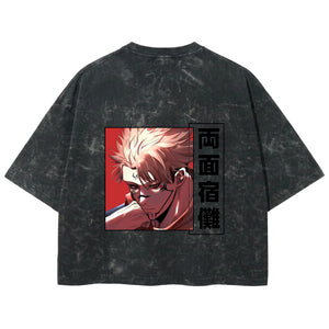 Playera streetwear premium de anime y gaming ExtraLife MX, corte boxy deluxe mineral wash heavyweight en color Acid Wash, moda urbana mexicana de culto.