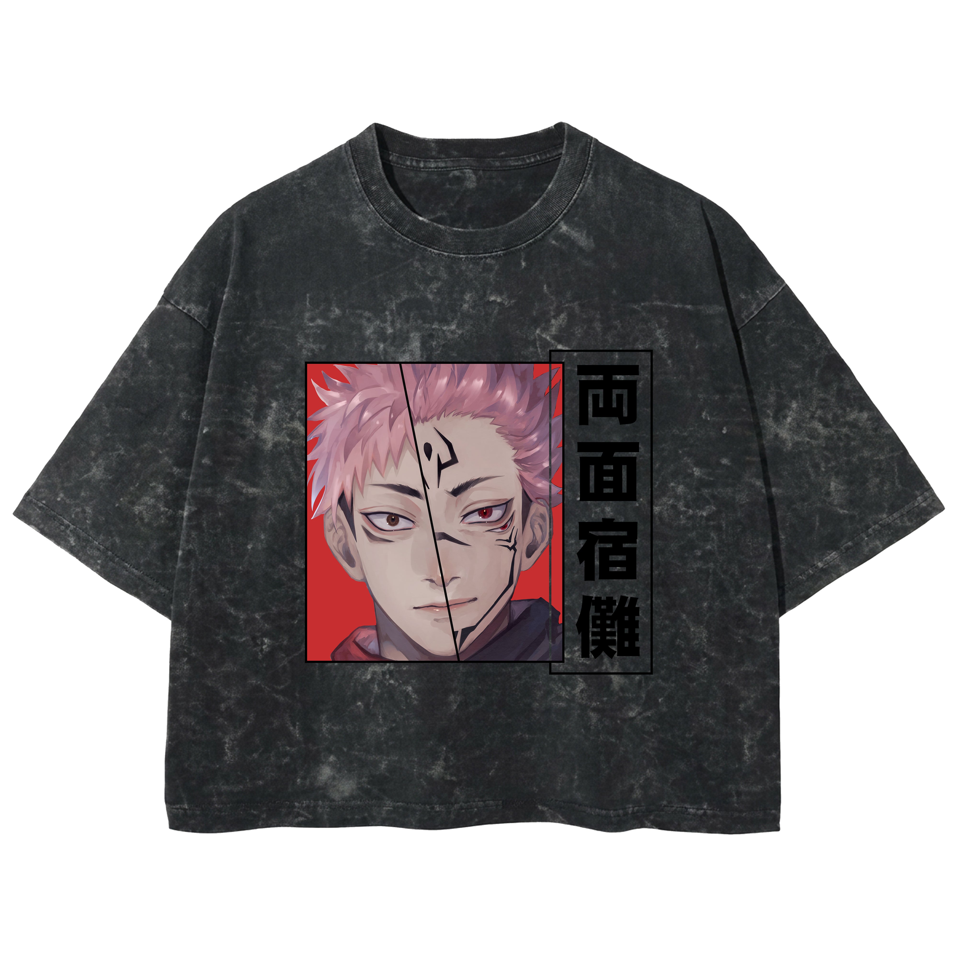 Playera streetwear premium de anime y gaming ExtraLife MX, corte boxy deluxe mineral wash heavyweight en color Acid Wash, moda urbana mexicana de culto.