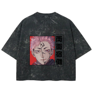 Playera streetwear premium de anime y gaming ExtraLife MX, corte boxy deluxe mineral wash heavyweight en color Acid Wash, moda urbana mexicana de culto.