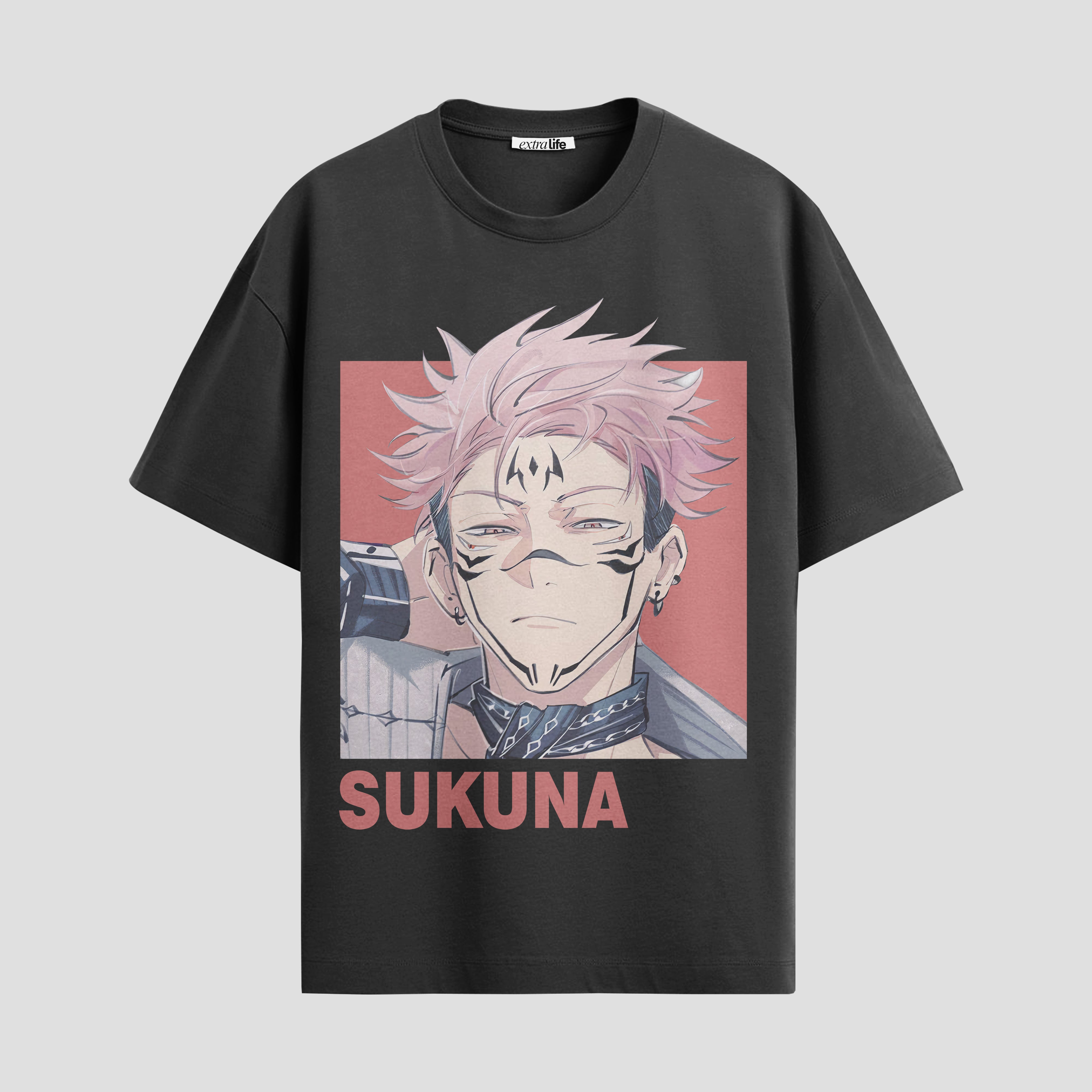 Playera urbana de anime y gaming ExtraLife MX, corte Standard Fit unisex ligero y transpirable en color Deep Black y Pure White, ropa de uso diario para gym y casual.