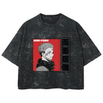 Playera streetwear premium de anime y gaming ExtraLife MX, corte boxy deluxe mineral wash heavyweight en color Acid Wash, moda urbana mexicana de culto.