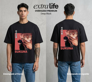 El Arte de las Maldiciones | El Poder mas Antiguo #04230 - Playera Oversized Premium | Deep Black - Foto en modelo