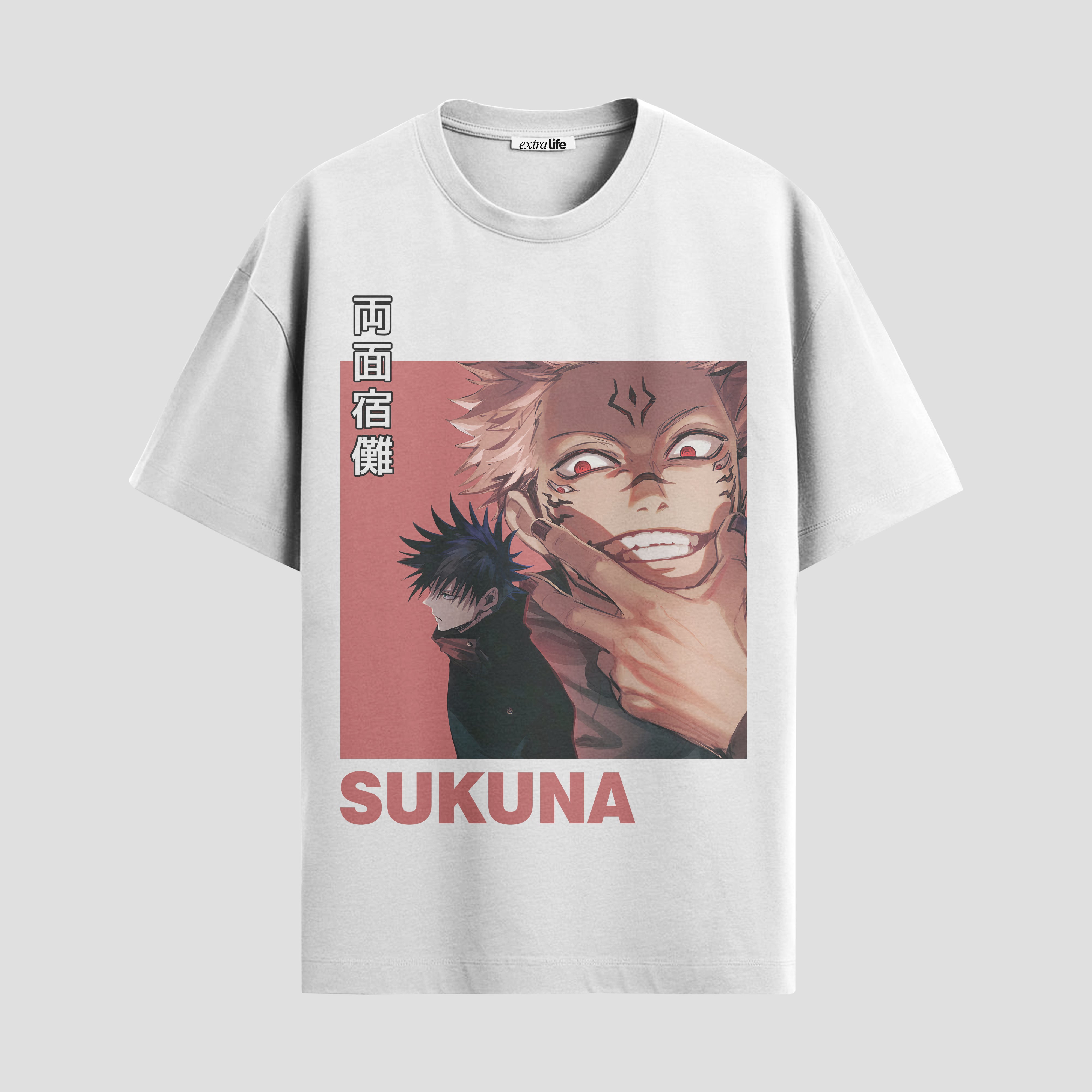 Playera urbana de anime y gaming ExtraLife MX, corte Standard Fit unisex ligero y transpirable en color Deep Black y Pure White, ropa de uso diario para gym y casual.