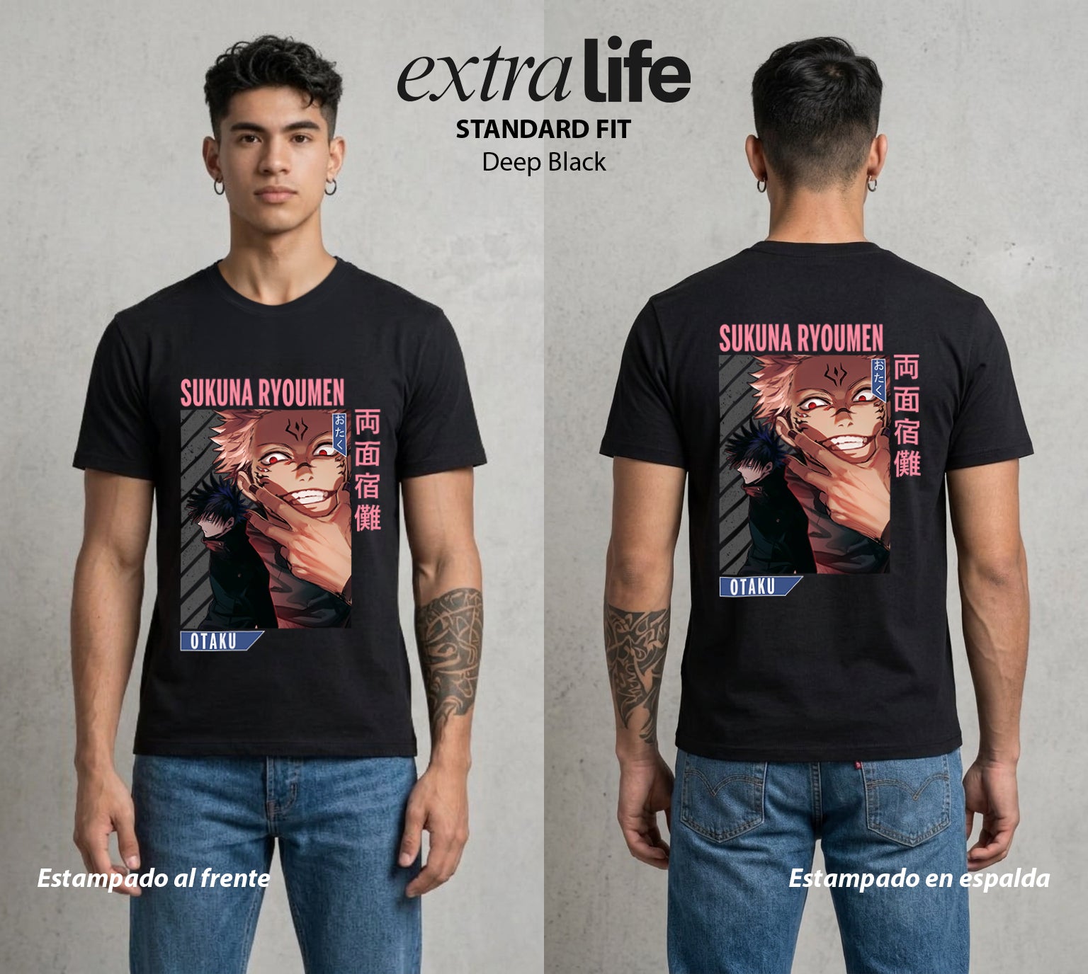 El Arte de las Maldiciones | El Caos Incarnado #04231 - Playera Standard Fit | Deep Black - Foto en modelo