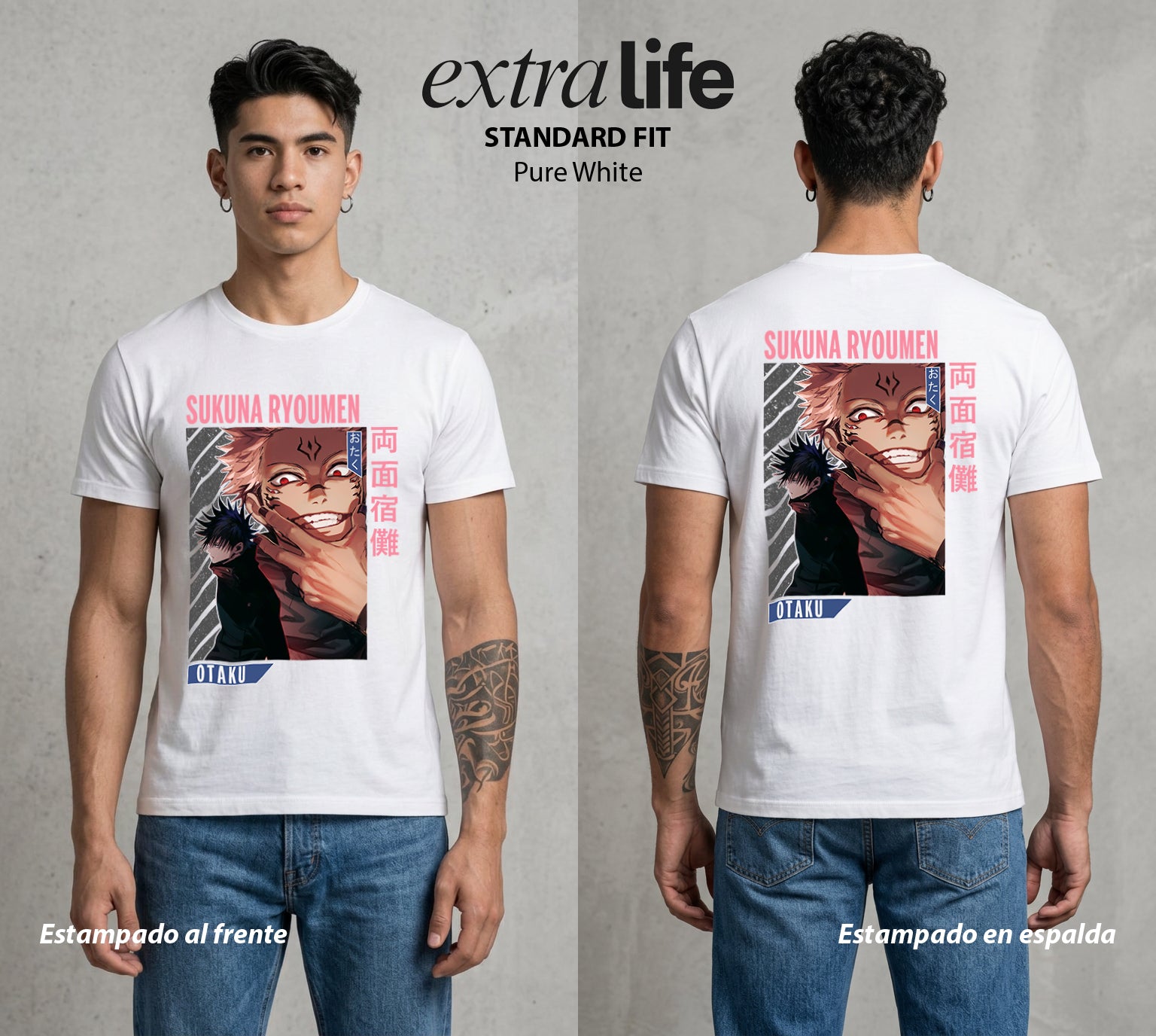 El Arte de las Maldiciones | El Caos Incarnado #04231 - Playera Standard Fit | Pure White - Foto en modelo