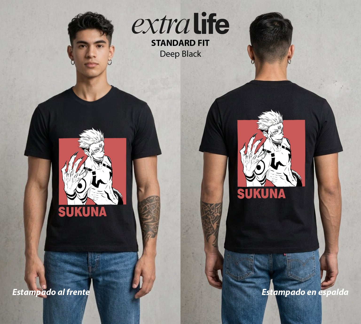 El Arte de las Maldiciones | El Ser del Caos Antiguo #04235 - Playera Standard Fit | Deep Black - Foto en modelo