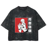 Playera streetwear premium de anime y gaming ExtraLife MX, corte boxy deluxe mineral wash heavyweight en color Acid Wash, moda urbana mexicana de culto.