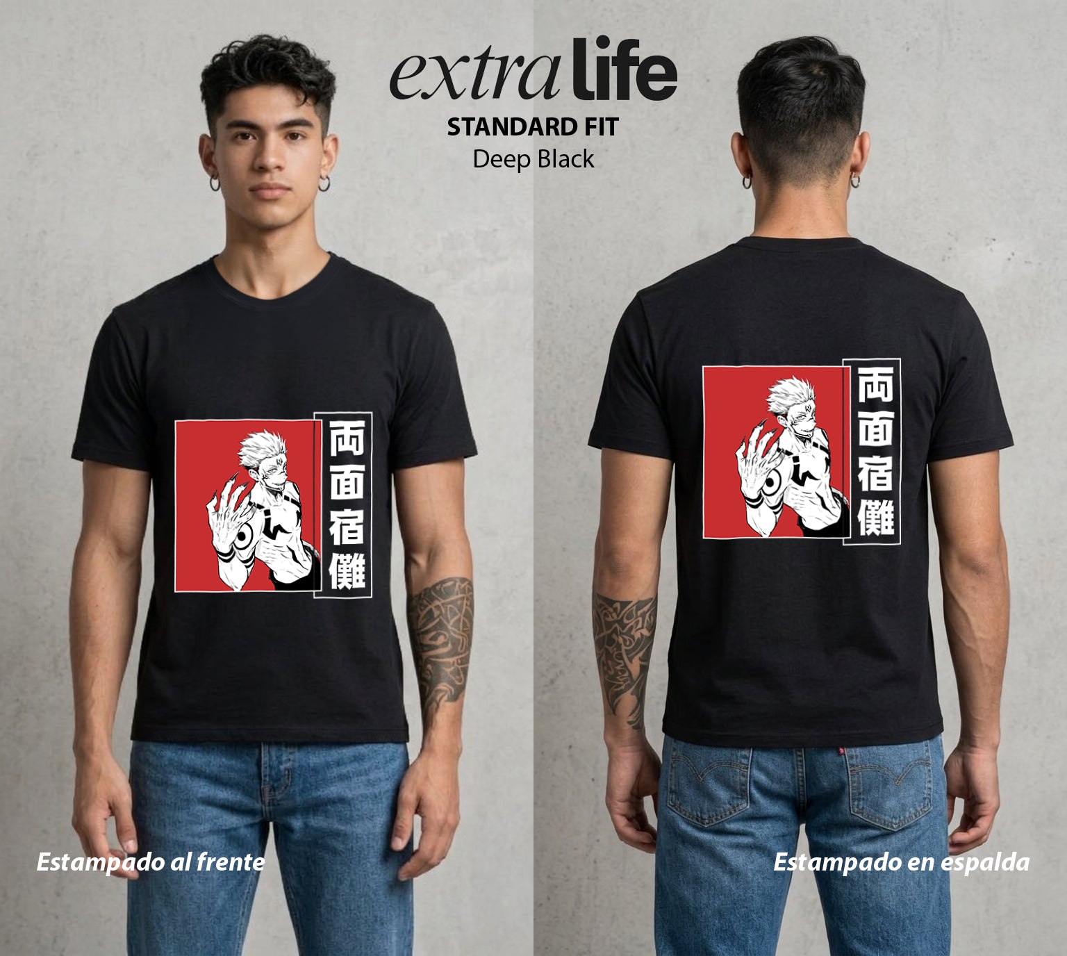 El Arte de las Maldiciones | Dedos del Rey #04236 - Playera Standard Fit | Deep Black - Foto en modelo