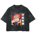 Playera streetwear premium de anime y gaming ExtraLife MX, corte boxy deluxe mineral wash heavyweight en color Acid Wash, moda urbana mexicana de culto.