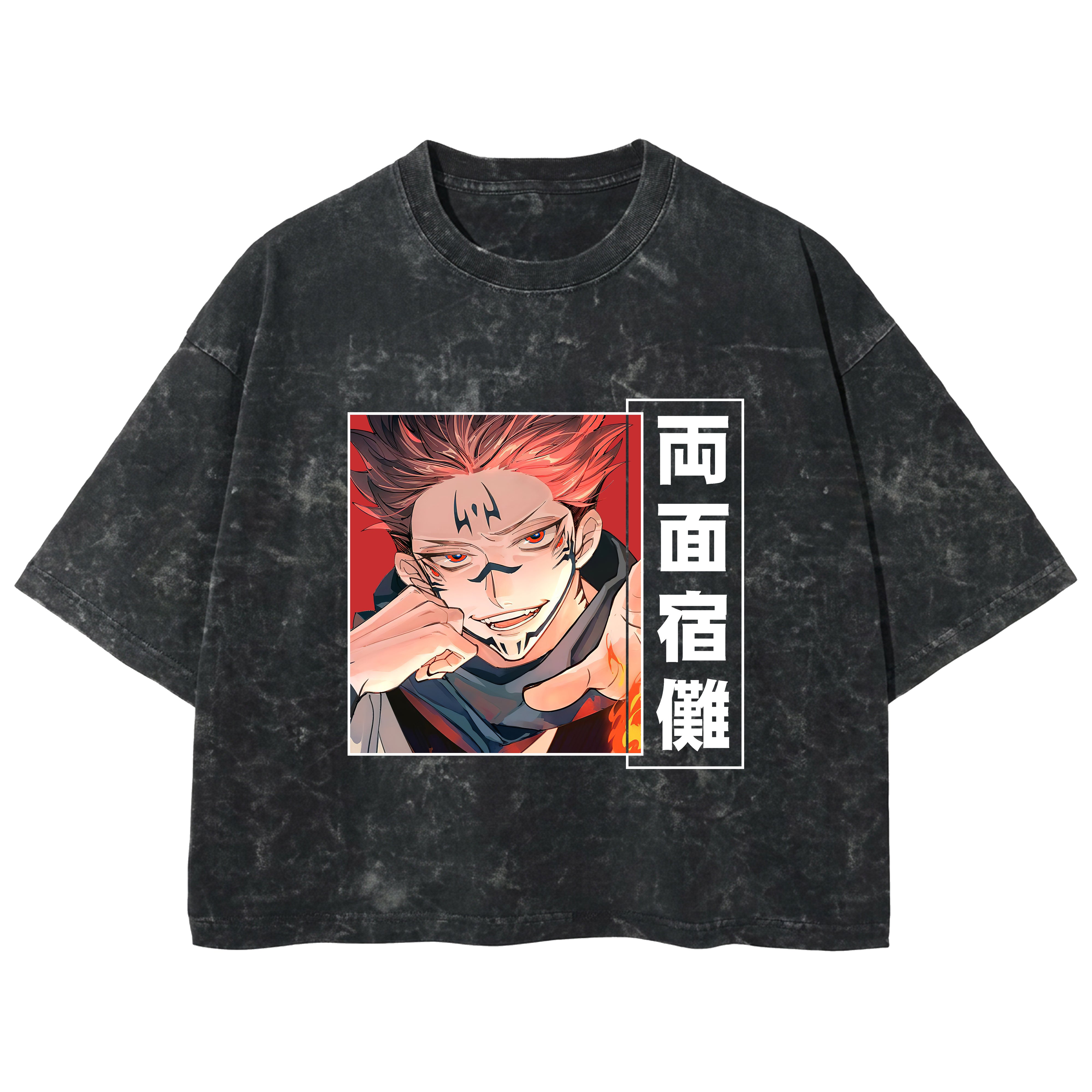 Playera streetwear premium de anime y gaming ExtraLife MX, corte boxy deluxe mineral wash heavyweight en color Acid Wash, moda urbana mexicana de culto.