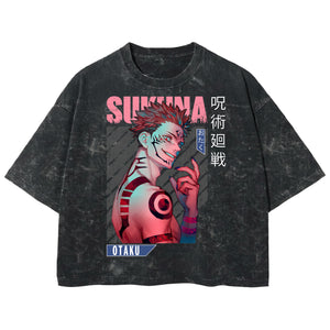 Playera streetwear premium de anime y gaming ExtraLife MX, corte boxy deluxe mineral wash heavyweight en color Acid Wash, moda urbana mexicana de culto.