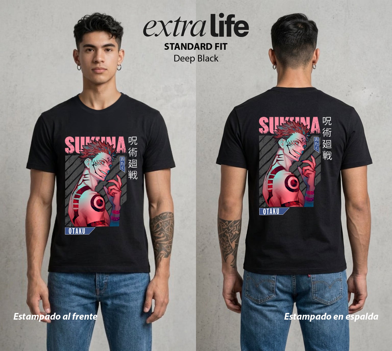El Arte de las Maldiciones | El Caos Incarnado #04239 - Playera Standard Fit | Deep Black - Foto en modelo