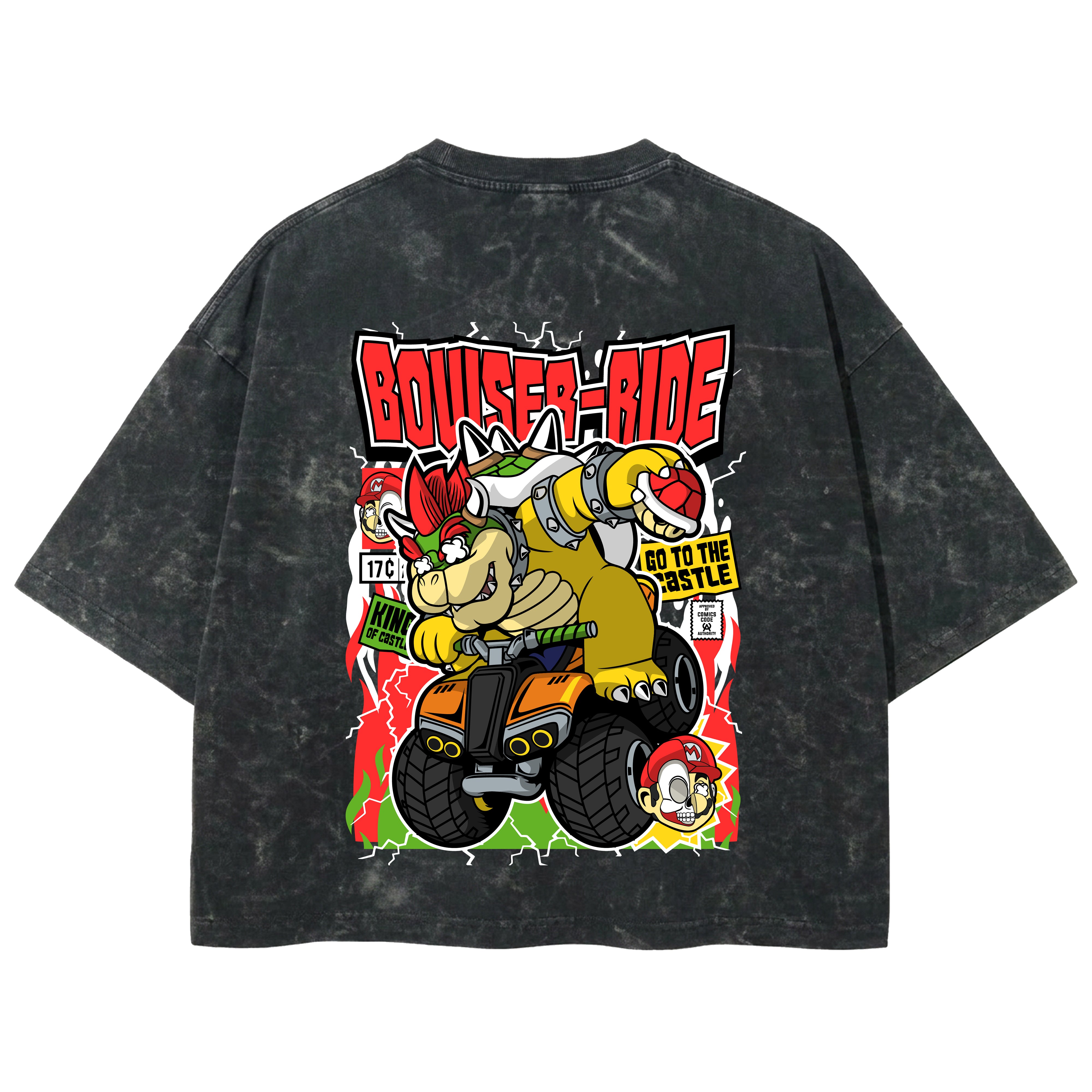 Playera streetwear premium de anime y gaming ExtraLife MX, corte boxy deluxe mineral wash heavyweight en color Acid Wash, moda urbana mexicana de culto.