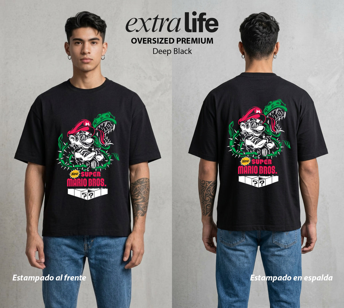 El Reino del Fontanero | El Fontanero Estelar #04245 - Playera Oversized Premium | Deep Black - Foto en modelo