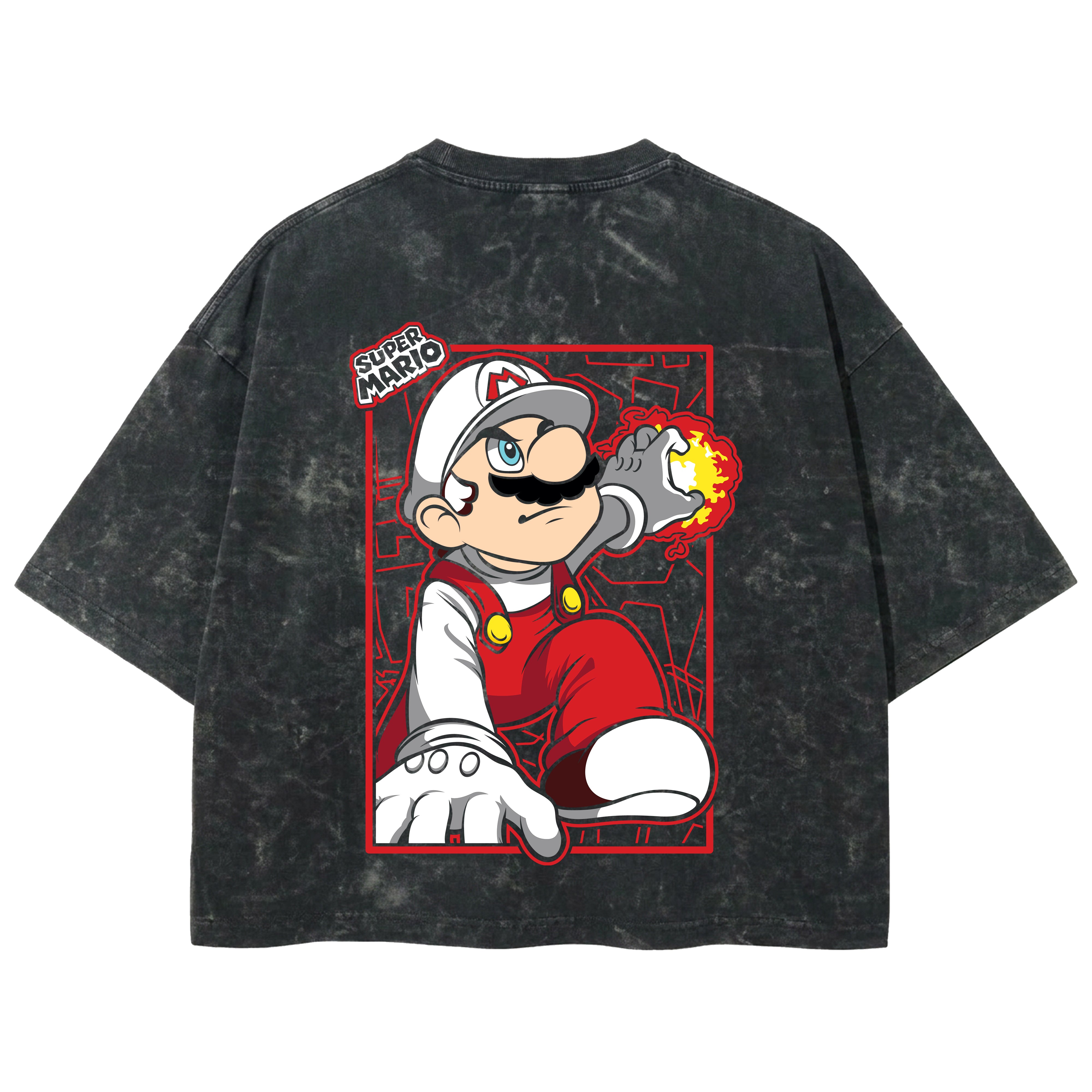 Playera streetwear premium de anime y gaming ExtraLife MX, corte boxy deluxe mineral wash heavyweight en color Acid Wash, moda urbana mexicana de culto.