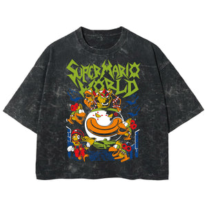 Playera streetwear premium de anime y gaming ExtraLife MX, corte boxy deluxe mineral wash heavyweight en color Acid Wash, moda urbana mexicana de culto.