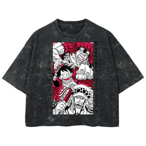 Playera streetwear premium de anime y gaming ExtraLife MX, corte boxy deluxe mineral wash heavyweight en color Acid Wash, moda urbana mexicana de culto.
