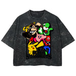 Playera streetwear premium de anime y gaming ExtraLife MX, corte boxy deluxe mineral wash heavyweight en color Acid Wash, moda urbana mexicana de culto.