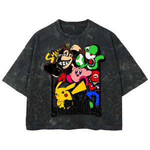 Playera streetwear premium de anime y gaming ExtraLife MX, corte boxy deluxe mineral wash heavyweight en color Acid Wash, moda urbana mexicana de culto.