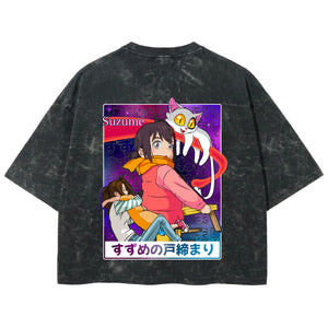 Playera streetwear premium de anime y gaming ExtraLife MX, corte boxy deluxe mineral wash heavyweight en color Acid Wash, moda urbana mexicana de culto.