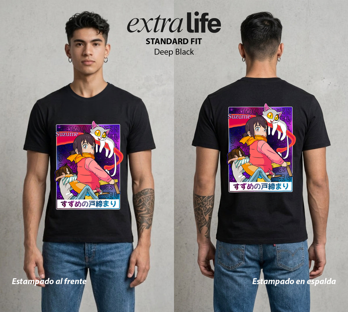 El Hilo del Destino | Los Viajeros del Espiritu #04254 - Playera Classic Premium | Deep Black - Foto en modelo