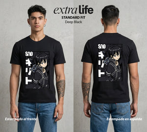 El Mundo Virtual | El Espadachin del Mundo Virtual #04255 - Playera Standard Fit | Deep Black - Foto en modelo