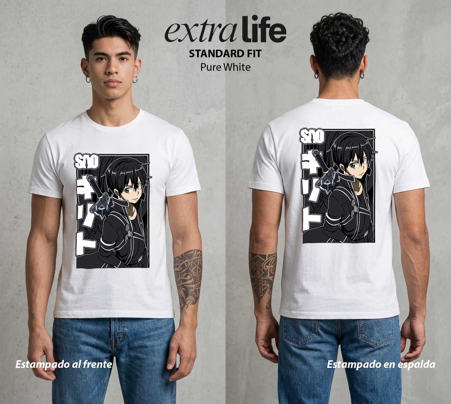 El Mundo Virtual | El Espadachin del Mundo Virtual #04255 - Playera Standard Fit | Pure White - Foto en modelo