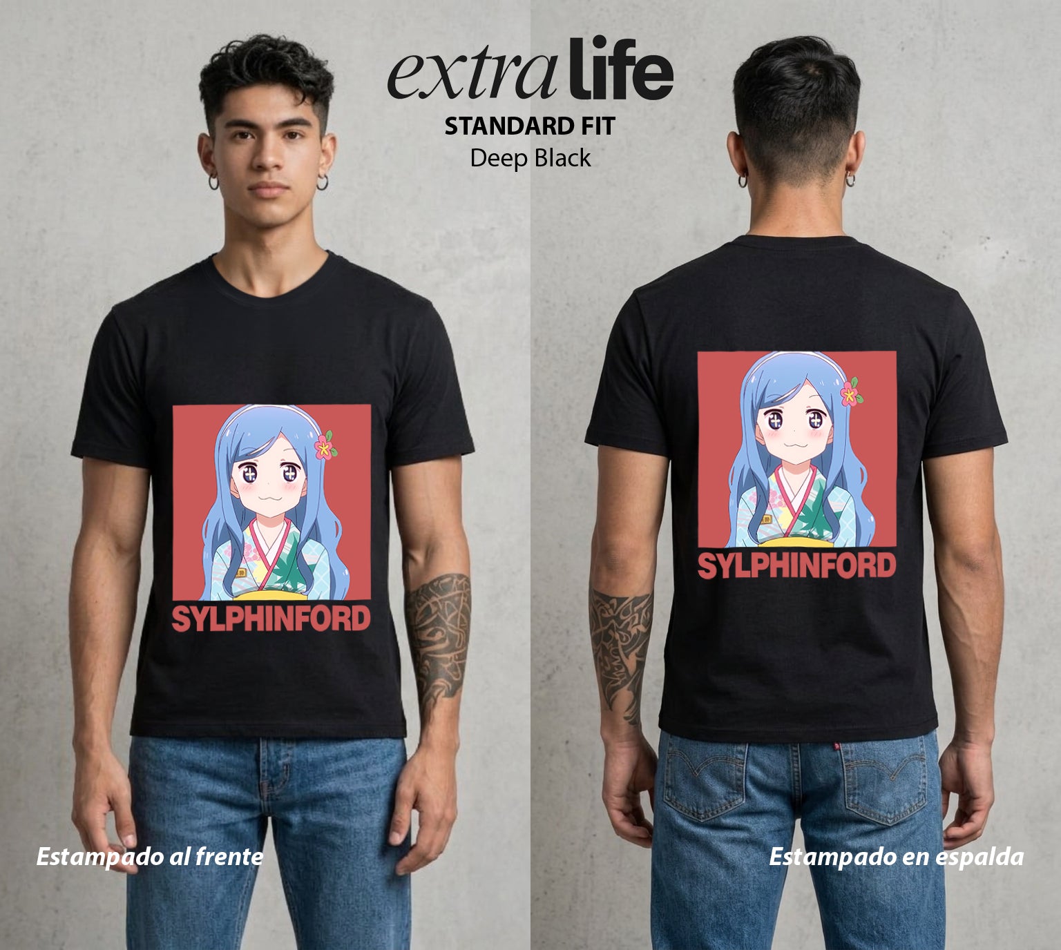 La Doble Vida | La Rival del Bien #04256 - Playera Standard Fit | Deep Black - Foto en modelo