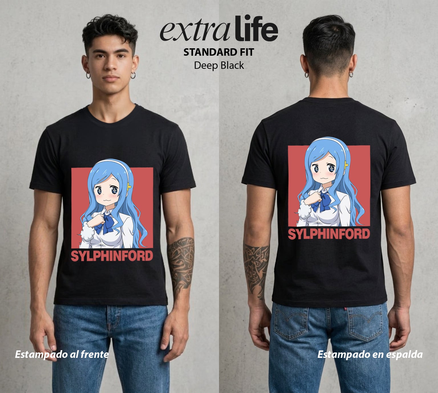 La Doble Vida | La Extranjera del Grupo #04257 - Playera Standard Fit | Deep Black - Foto en modelo