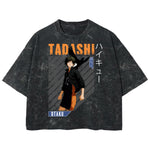 Playera streetwear premium de anime y gaming ExtraLife MX, corte boxy deluxe mineral wash heavyweight en color Acid Wash, moda urbana mexicana de culto.