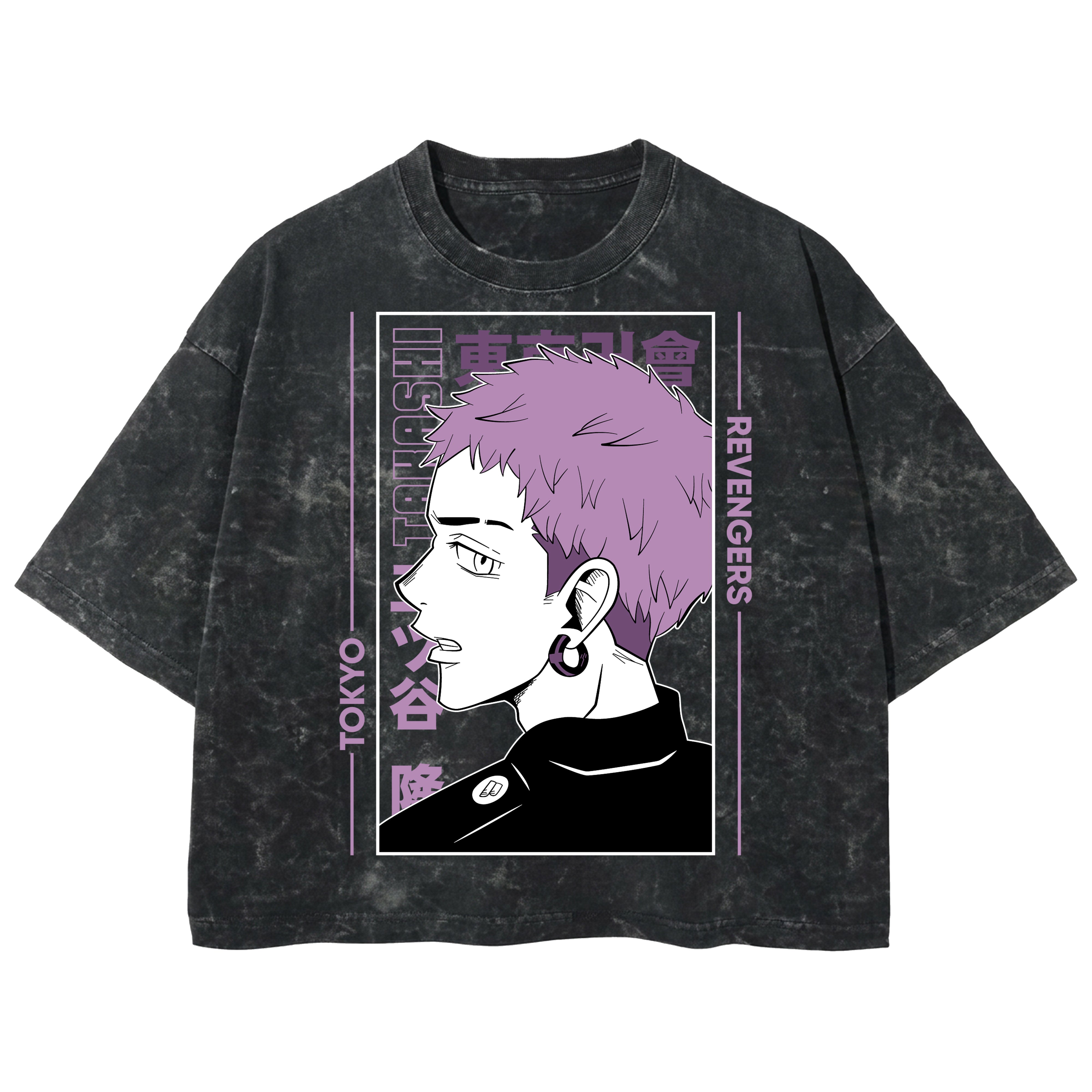 Playera streetwear premium de anime y gaming ExtraLife MX, corte boxy deluxe mineral wash heavyweight en color Acid Wash, moda urbana mexicana de culto.