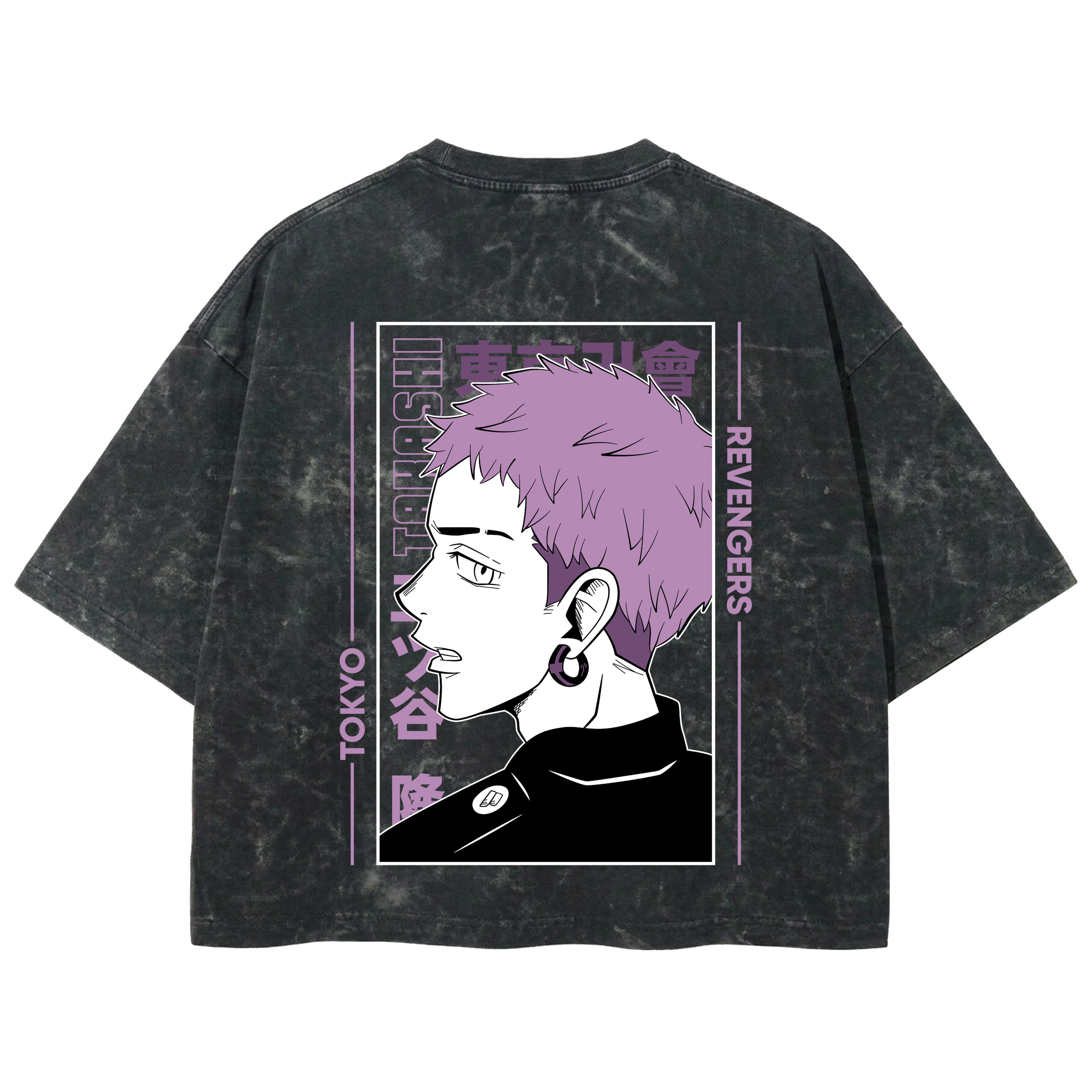 Playera streetwear premium de anime y gaming ExtraLife MX, corte boxy deluxe mineral wash heavyweight en color Acid Wash, moda urbana mexicana de culto.