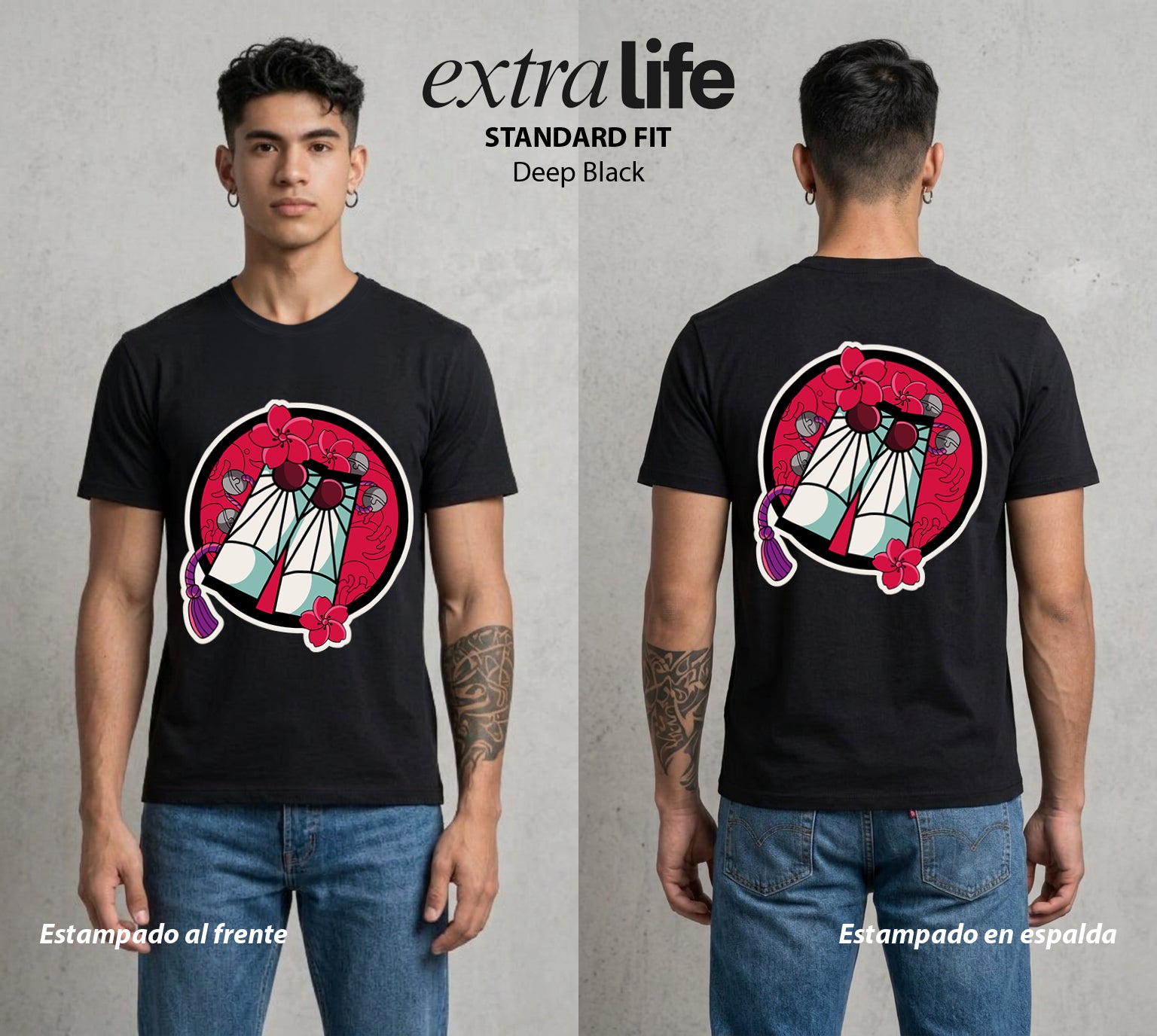 Cazadores de la Noche | El Cazador del Agua #04266 - Playera Standard Fit | Deep Black - Foto en modelo