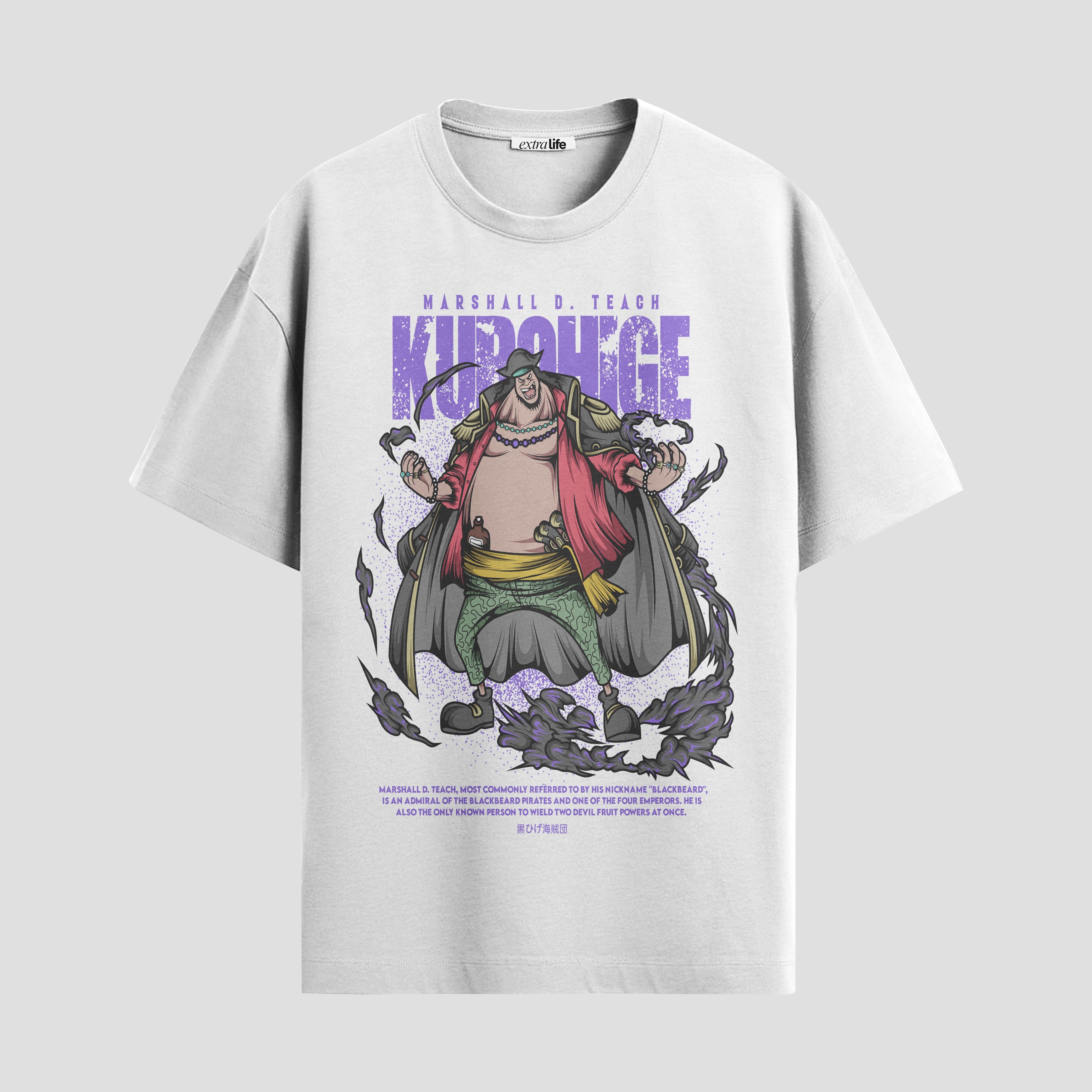 Playera urbana de anime y gaming ExtraLife MX, corte Standard Fit unisex ligero y transpirable en color Deep Black y Pure White, ropa de uso diario para gym y casual.