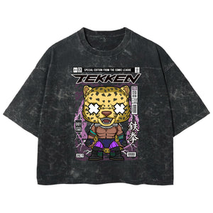Playera streetwear premium de anime y gaming ExtraLife MX, corte boxy deluxe mineral wash heavyweight en color Acid Wash, moda urbana mexicana de culto.