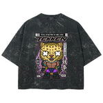Playera streetwear premium de anime y gaming ExtraLife MX, corte boxy deluxe mineral wash heavyweight en color Acid Wash, moda urbana mexicana de culto.