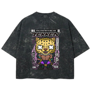 Playera streetwear premium de anime y gaming ExtraLife MX, corte boxy deluxe mineral wash heavyweight en color Acid Wash, moda urbana mexicana de culto.