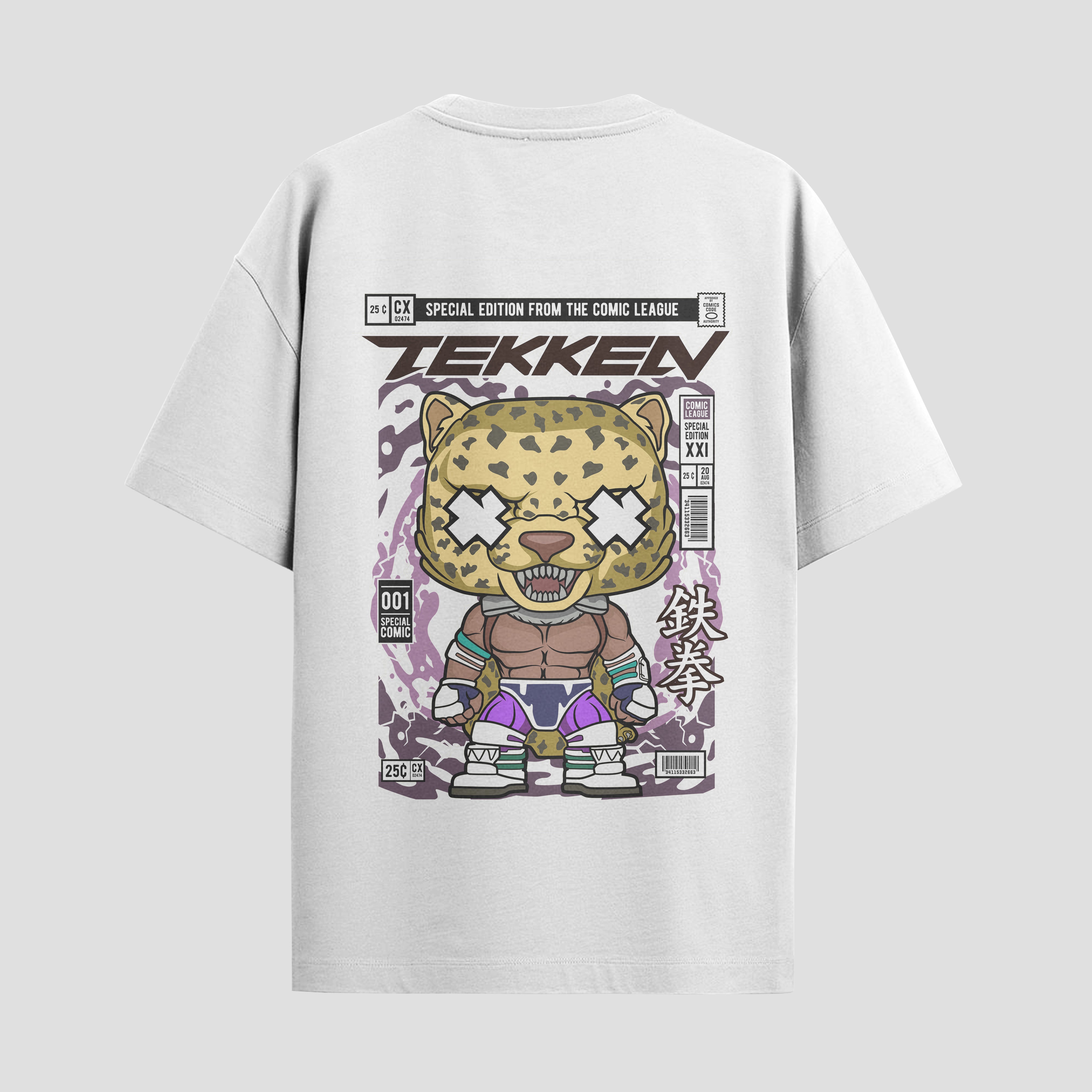 Playera urbana de anime y gaming ExtraLife MX, corte Standard Fit unisex ligero y transpirable en color Deep Black y Pure White, ropa de uso diario para gym y casual.