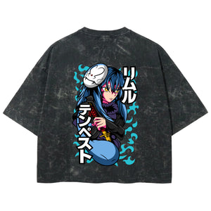 Playera streetwear premium de anime y gaming ExtraLife MX, corte boxy deluxe mineral wash heavyweight en color Acid Wash, moda urbana mexicana de culto.